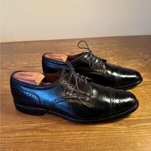 Allen Edmonds Sanford Brogue Derby Shoes in Black Custom Calf, size 9.5 D